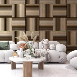 Walnut Acoustic Wood Wall Panel Tiles Series 1 - 60x60cm