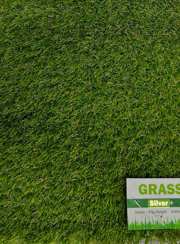 Silver Artificial Grass  32mm  - 1m x 1m