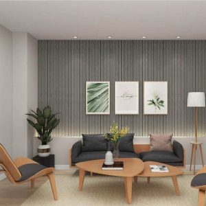 Grey Acoustic Wood Wall Panel Thin Slat