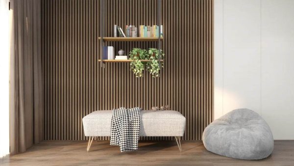 Smoked Oak Acoustic Wood Wall Panel Thin Slat